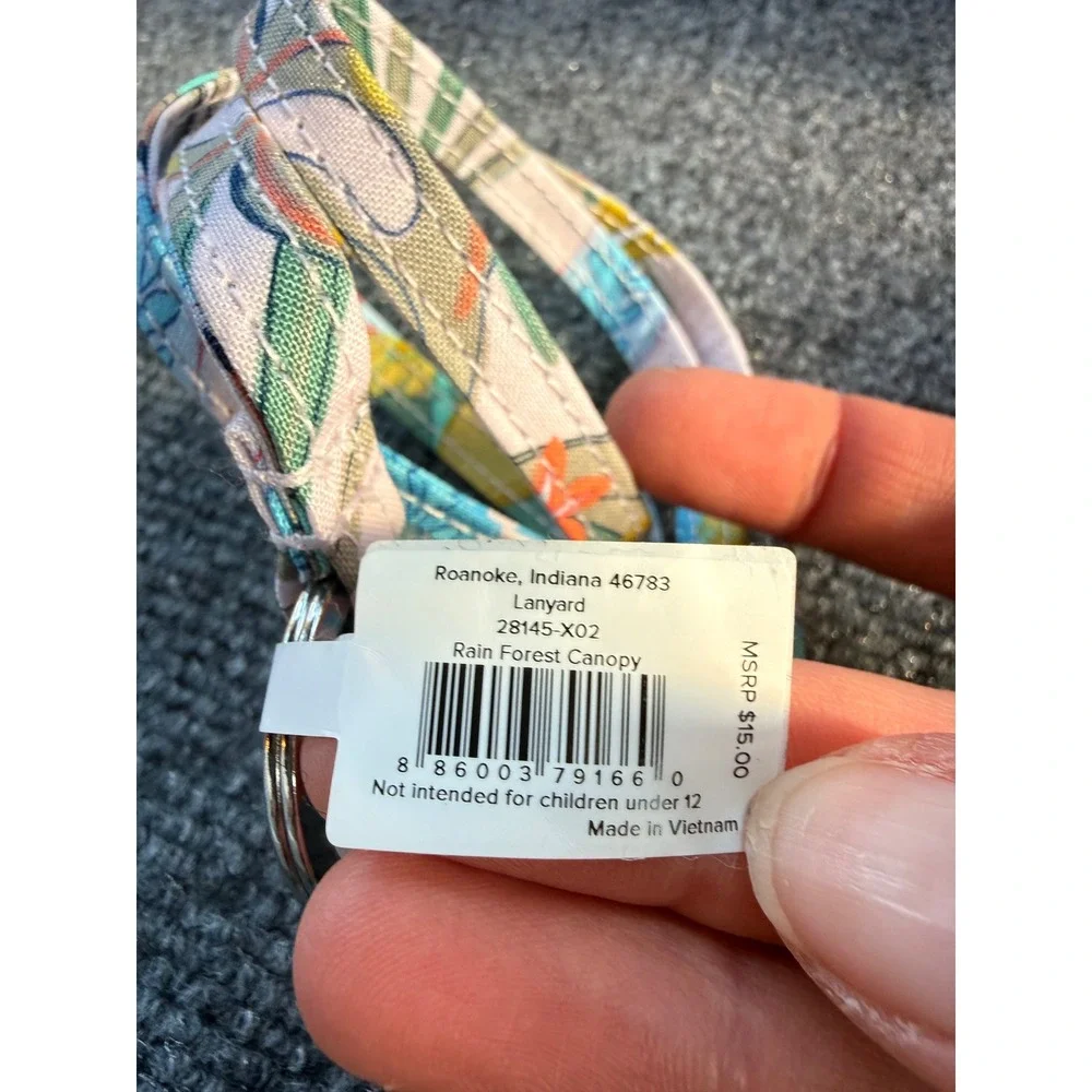 Vera Bradley Lanyard Rain Forest Canopy Pink Blue Floral Key ID Holder 28145-X02